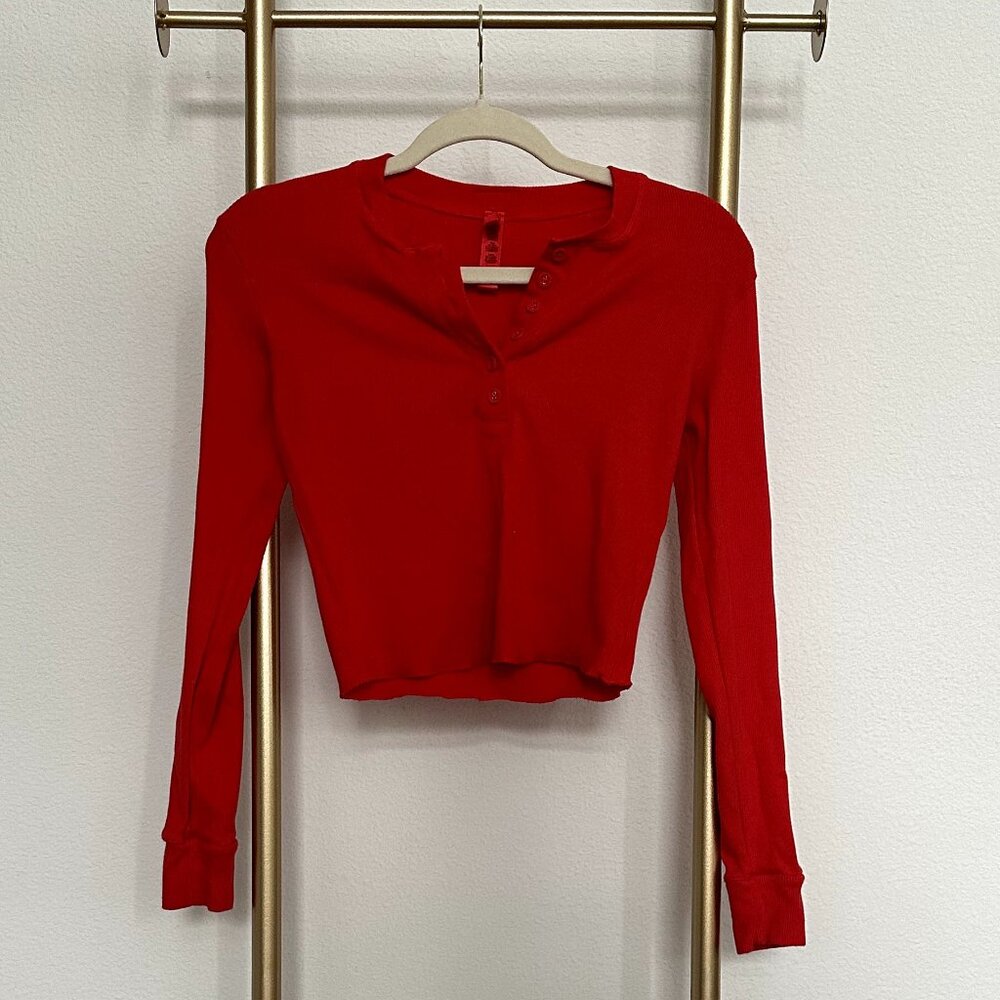 SKIMS Top, Leggings, Boxers Cranberry set